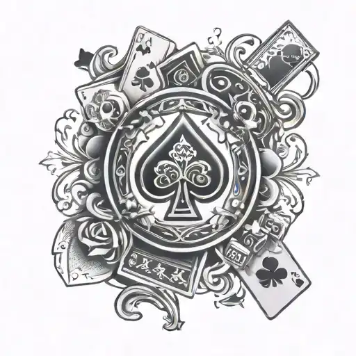 Poker Card Risk Rich Tattoo Design