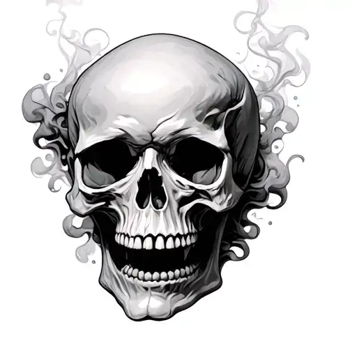 Top Half Of Skull With Smoke Around It