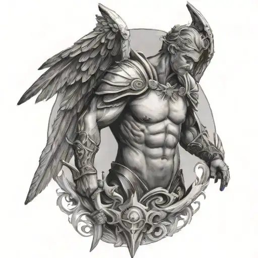 Male Warrior Angel Looking Behind Him