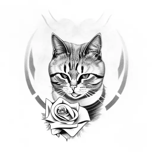 War Cat With Rose