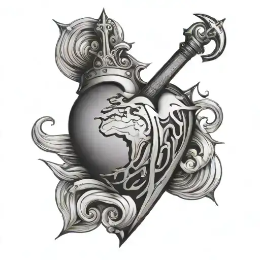 Heart-shaped Planet With A Dagger Stuck In It