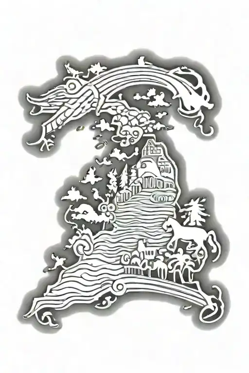 Michigan State Outline Filled Water Wind