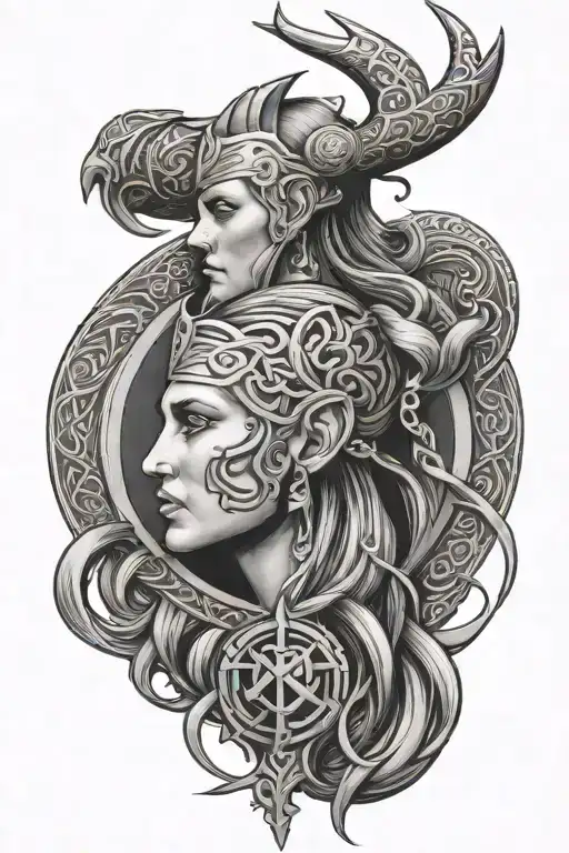 Viking Mother And Son Symbol