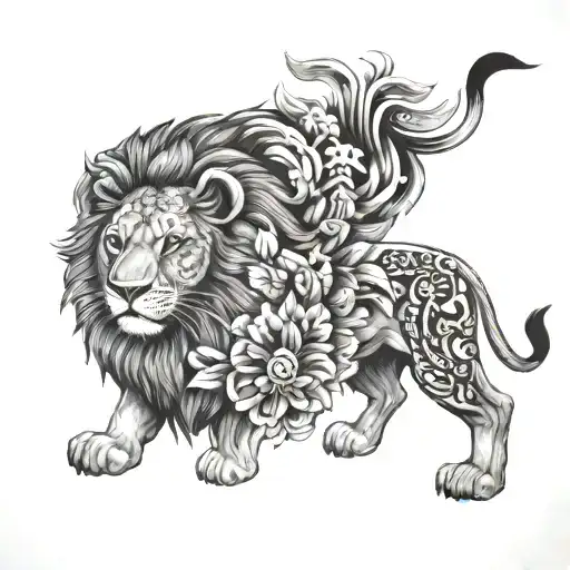 Lion And Mandala Design Incorporating