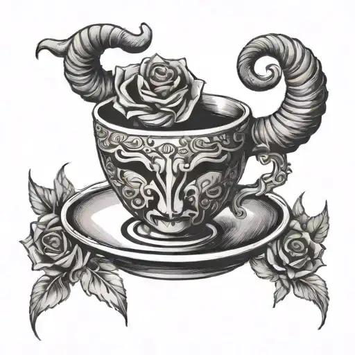 Tea Cup With Bull Horns