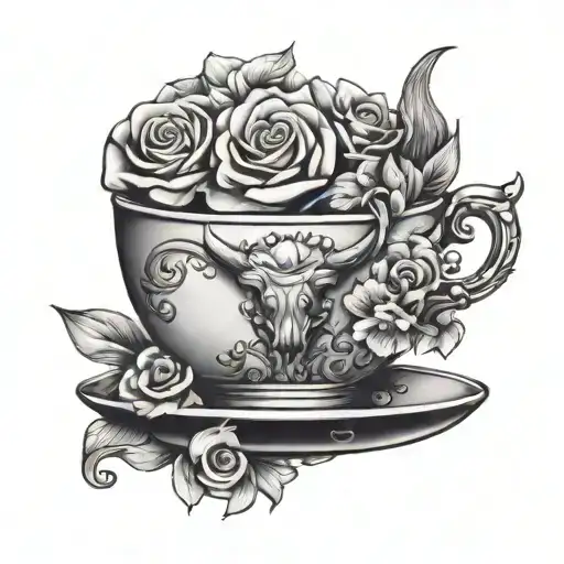 Tea Cup With Bull Horns