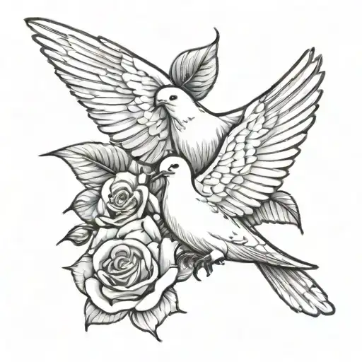 Dove And Two Roses