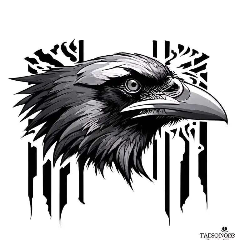 Raven Head Tattoo Design