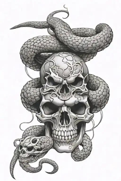 Rattlesnake And Skull Made