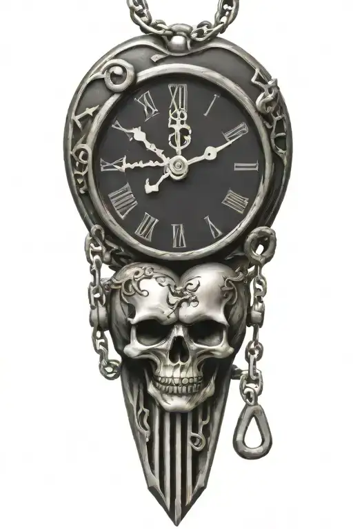 Heart Shaped Clock Locket With Roman Numerals And Three Skeleton Keys Hanging