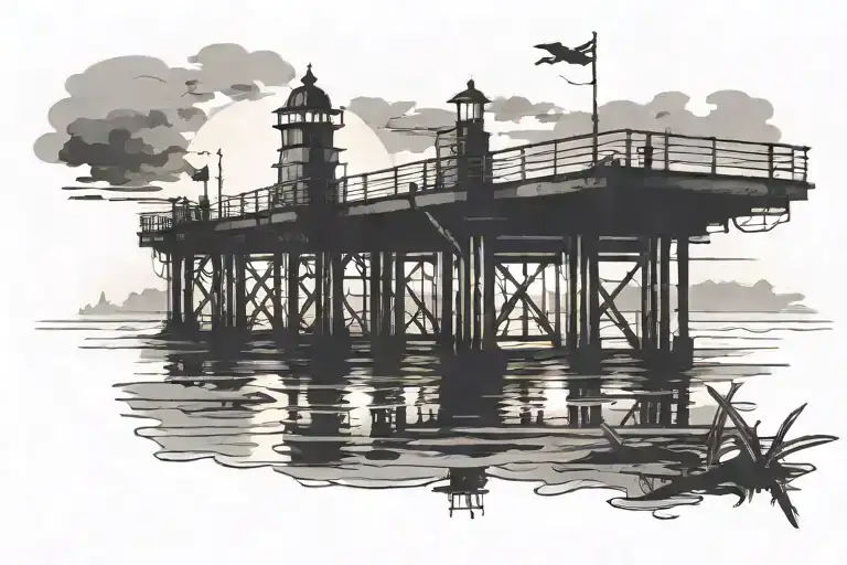 Pier At Sunset Scene