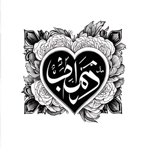 Create Me A Tattoo Design With Sumaiya In Arabic And 224 With A Heart