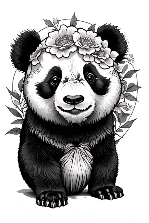 Panda With Small Japanese Details Inspired