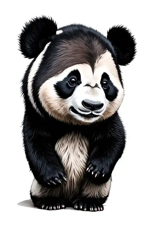 Fully Realistic Panda With Small Japanese Details Inspired