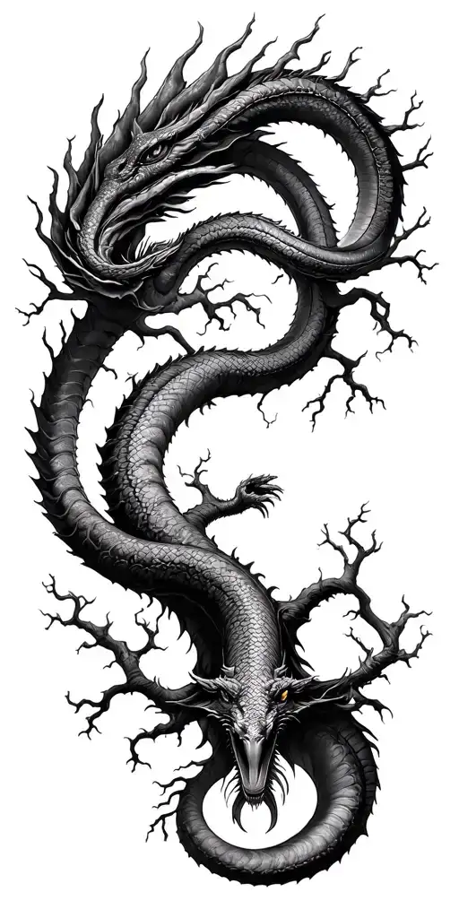 Jormungandr Circling Yggdrasil Tree