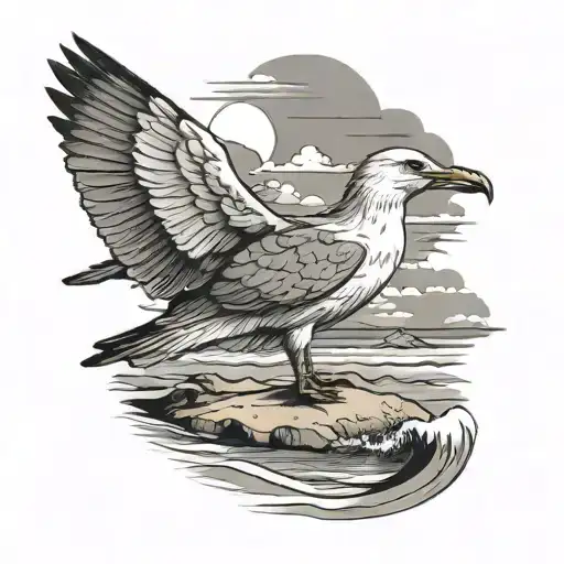 Seagull At The Beach Scene