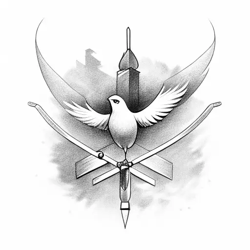 A Graceful Bird Soaring Above A Carpenter's Tools