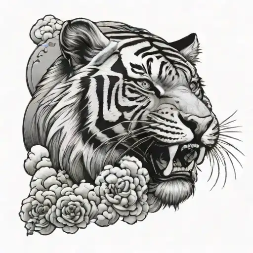 Irezumi Style Tiger And Clouds