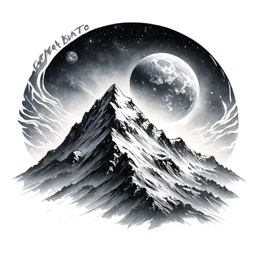 Mountain With Outer Space Background