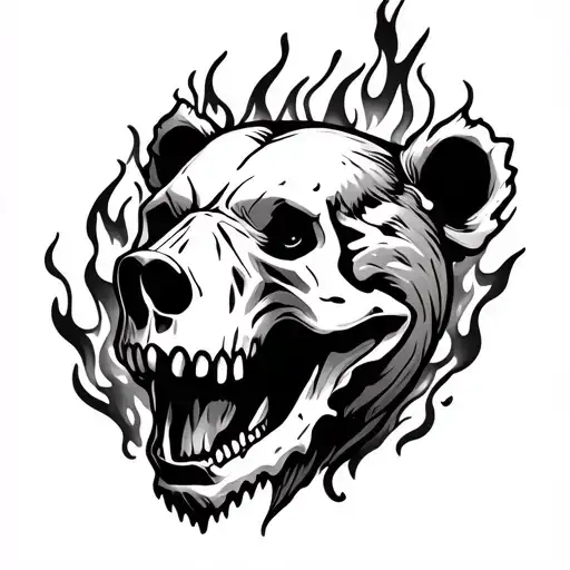 Bear Skull Engulfed In Flames