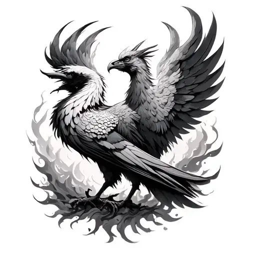 Phoenix Turning Into Ash