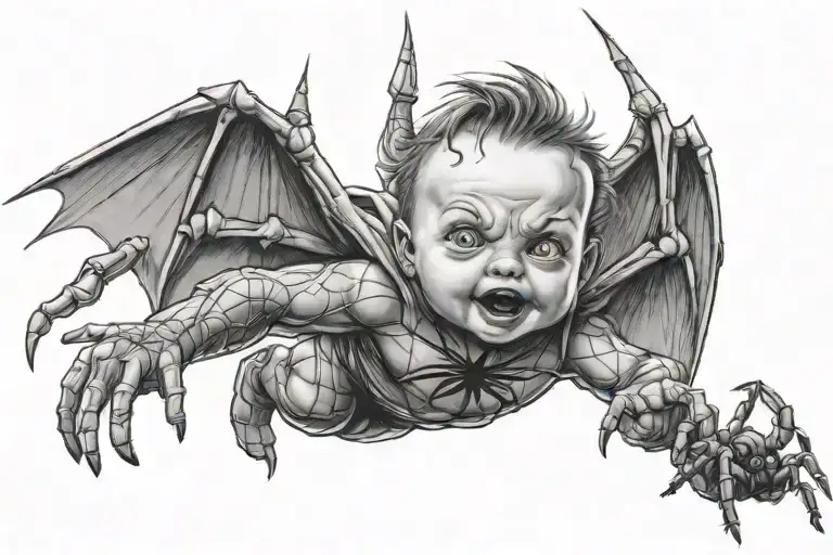 Baby Boy Hero Flying And Fighting With Lesser From It's Eyes A Huge Spider And Winning