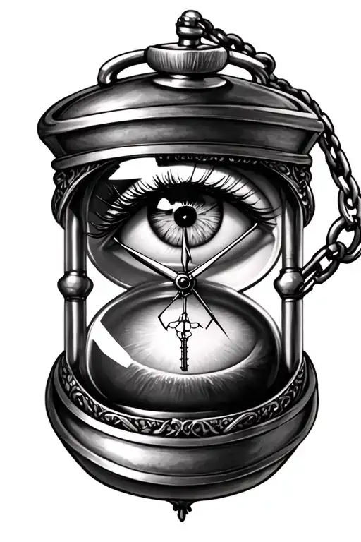 Old Key Hour Glass Female Eye Pocket Watch