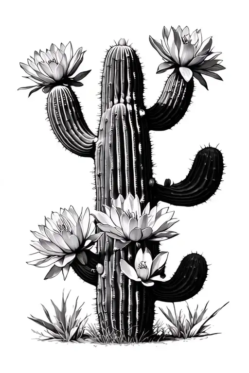 Saguaro Cactus In Bloom