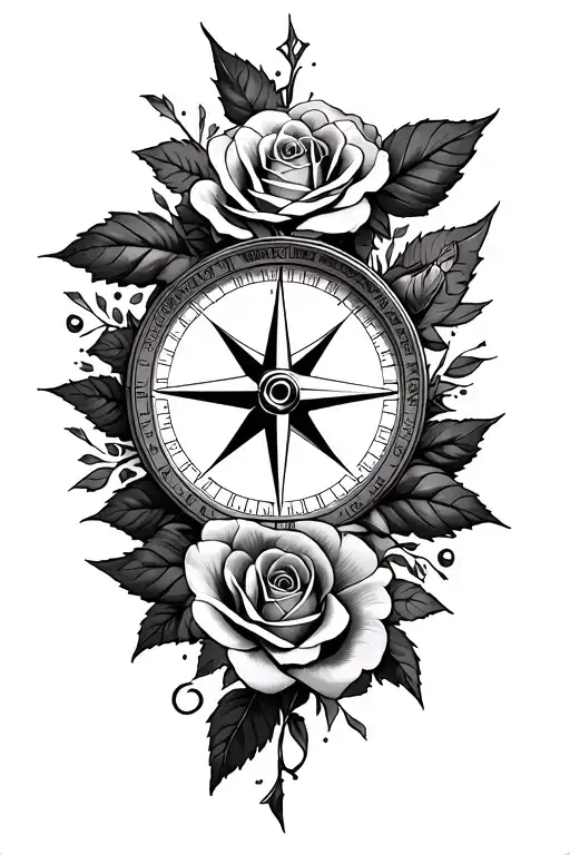 Compass And Roses Surrounding