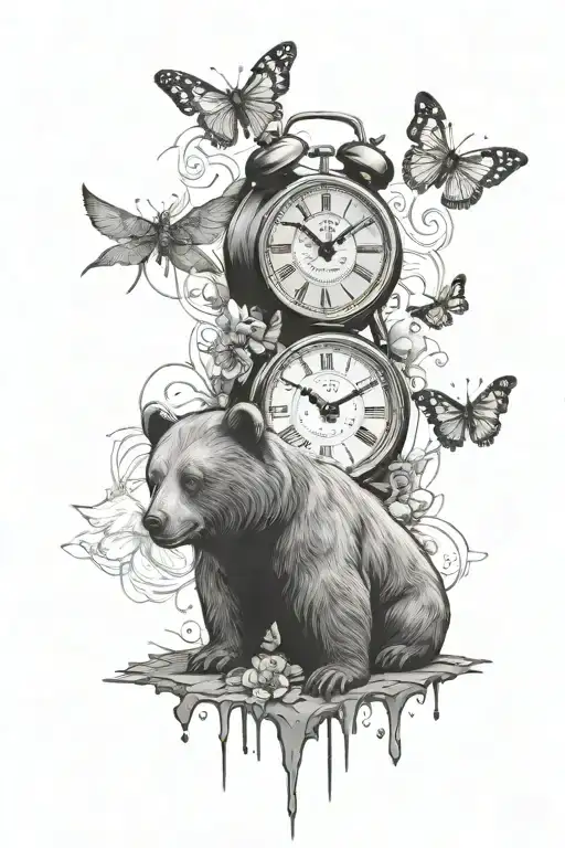 Time Flies Clock And Bear