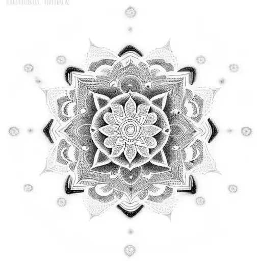A Black-grey Tattoo Featuring A Mandala With Intricate Floral Patterns Surrounding The Number 11