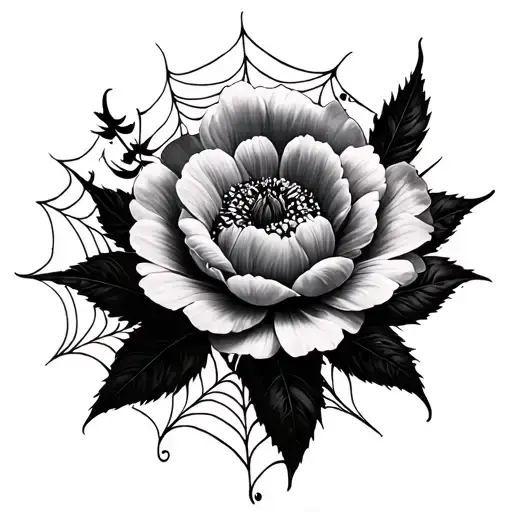 Gothic Flower With Webs Entwined