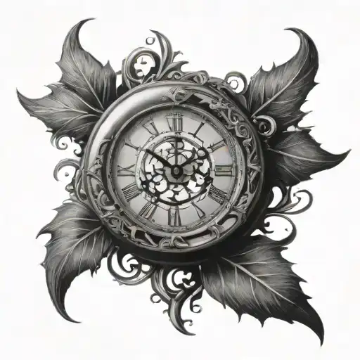 Clock With Gothic Edges On The Sides Left Side