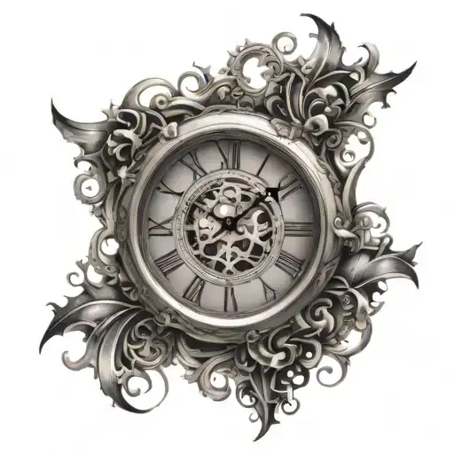 Clock With Gothic Edges On The Sides Left Side