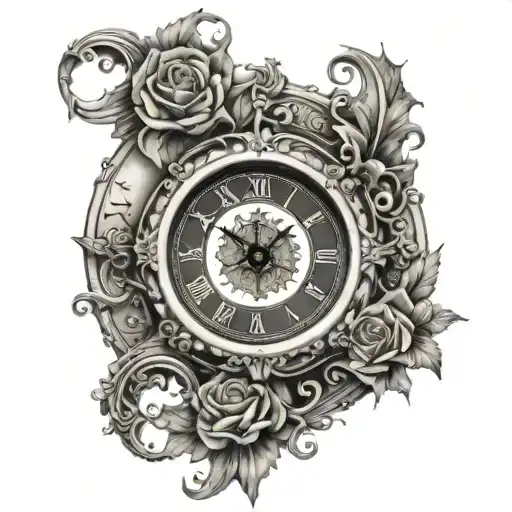 Clock With Gothic Edges On The Sides Left Side