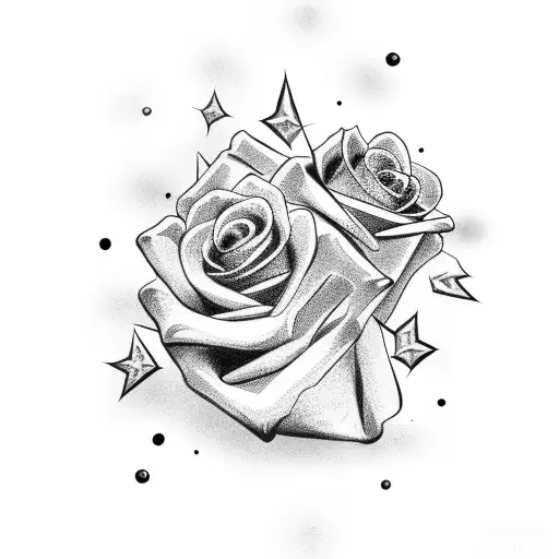Black Roses With Stars Family Money Time Shading