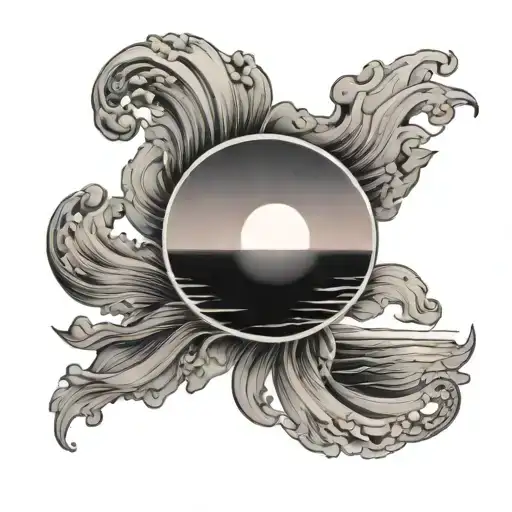 Setting Sun And Sea Minimal