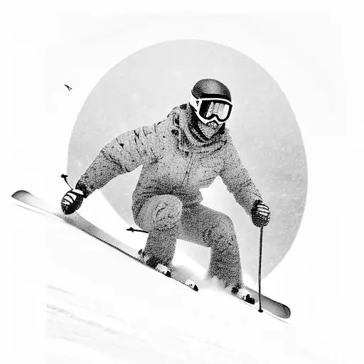 A Skier Gracefully Carving Down A Mountain Slope