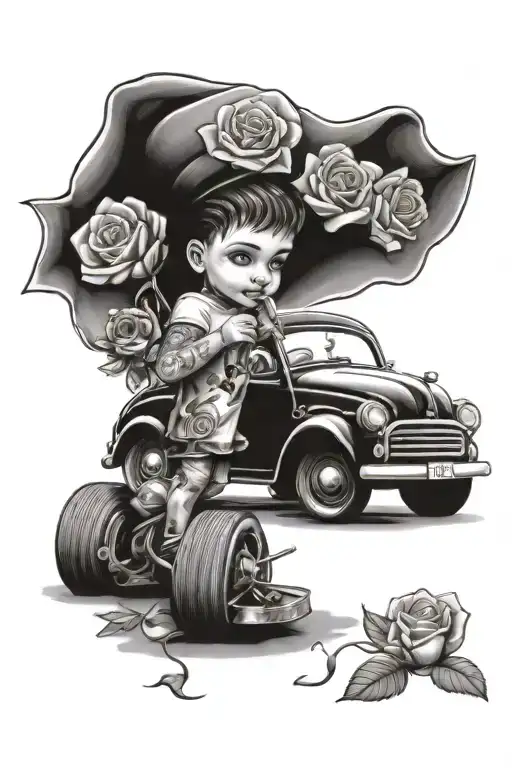 Roses Car Money Child Playing