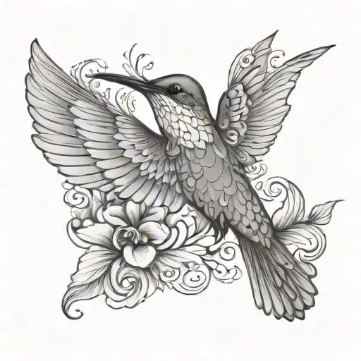Hummingbird With Heart Pattern On Wings