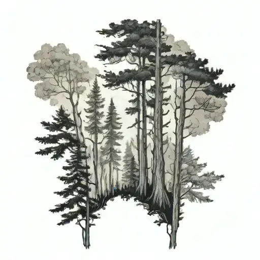 Forest Looking Up From Ground