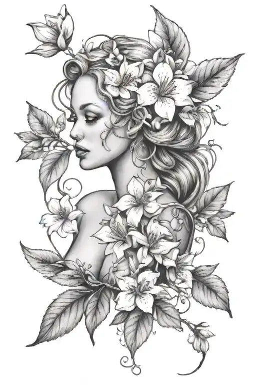 Eve Full Body With Apple Blossom Flower