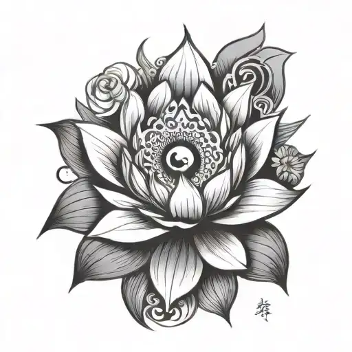 Lotos Flower With Eye Symbol Integrated