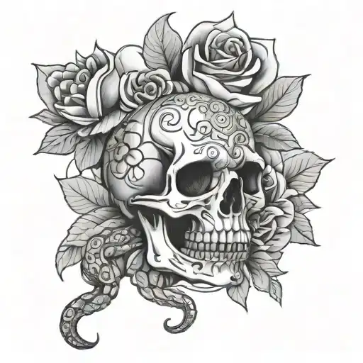 Skull Money Snake Blood Flowers