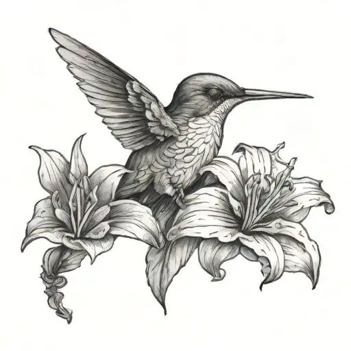 Death Holding A Lily And A Hummingbird