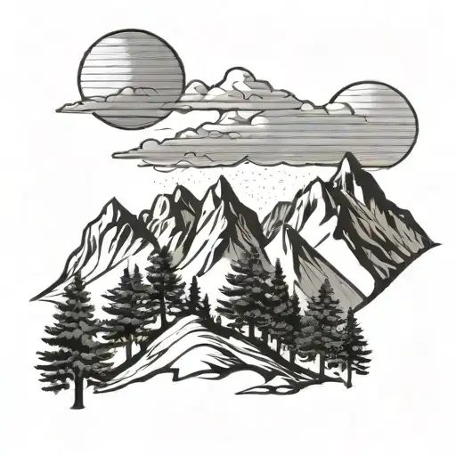 Trees Mountain Range Silhouette