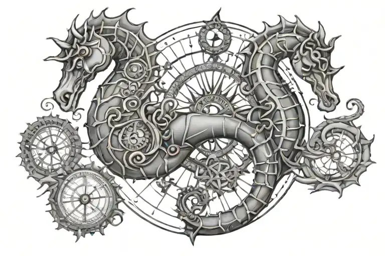 Seahorse With Compass Rose