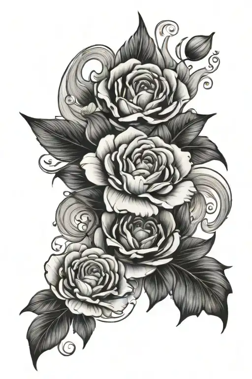 Flowers And Ocean Waves