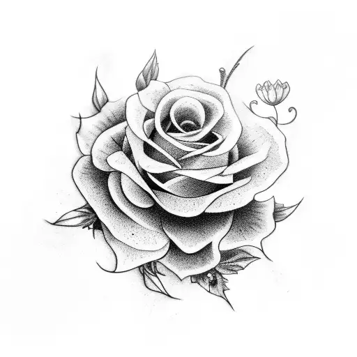 A Black-grey Tattoo Showcasing A Beautiful Bouquet Of Flowers With Hidden Witch Symbols Incorporated