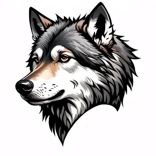 Brave Wolf Just The Head Profile Holding